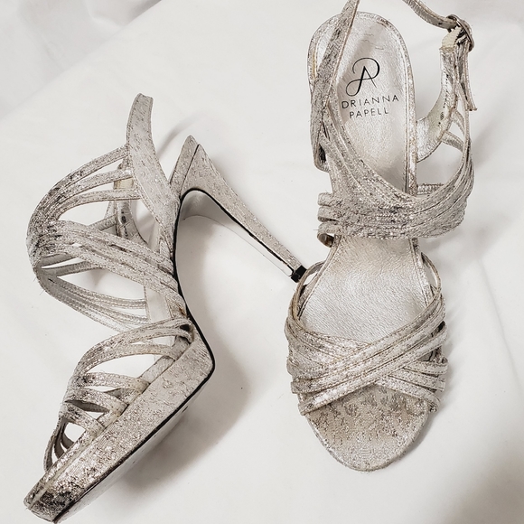 Adrianna Papell Shoes - Adrianna Papell sparkly silver formal shoes 39
